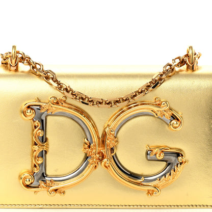 Dolce & Gabbana Metallic Calfskin DG Girls Shoulder Bag Gold 6 of 9