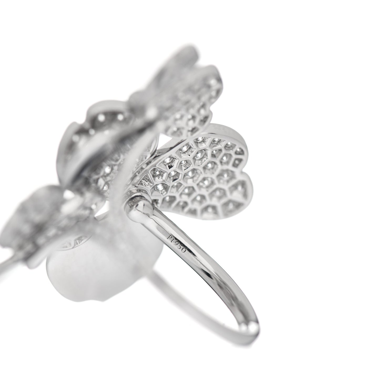 Platinum Diamond Paper Flowers Cluster Ring 52 6