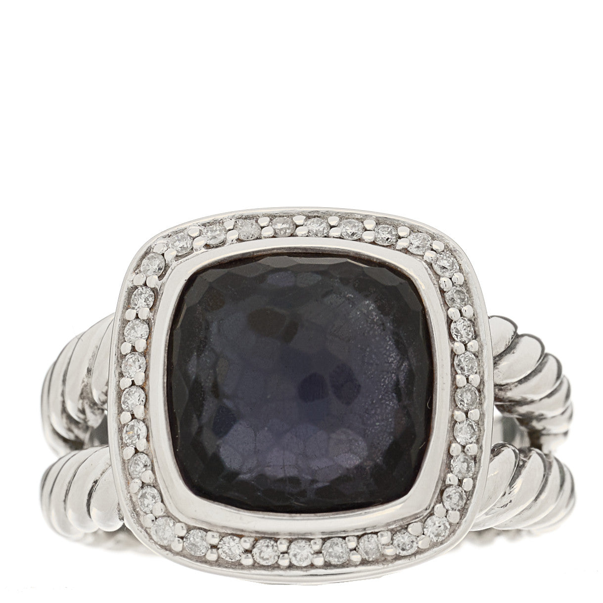 David Yurman Sterling Silver Diamond Black Orchid 11mm Albion Ring 57 8 1 of 5