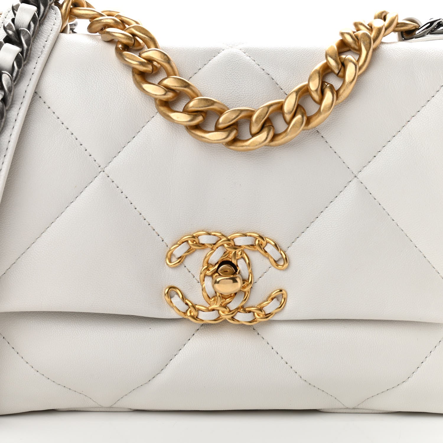 Chanel Goatskin Quilted Medium Chanel 19 Flap White 8 of 12