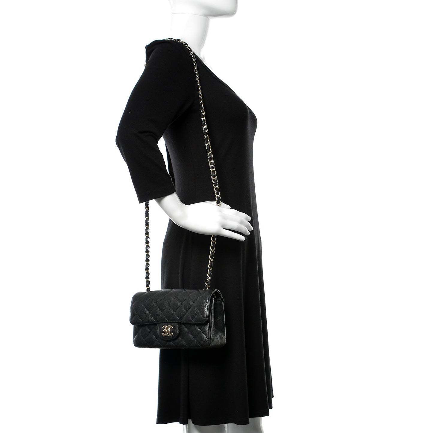 Caviar Quilted Mini Rectangular Flap Black