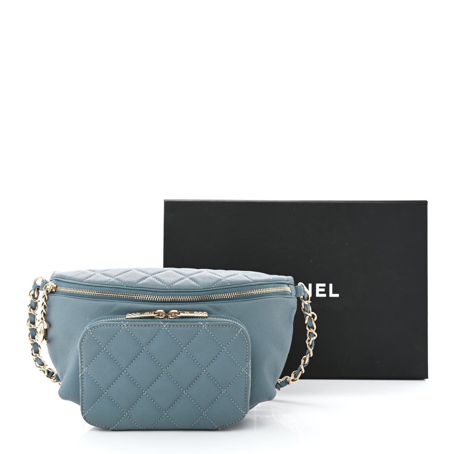 Chanel Caviar Quilted Business Affinity Waist Bag Blue 13 of 13