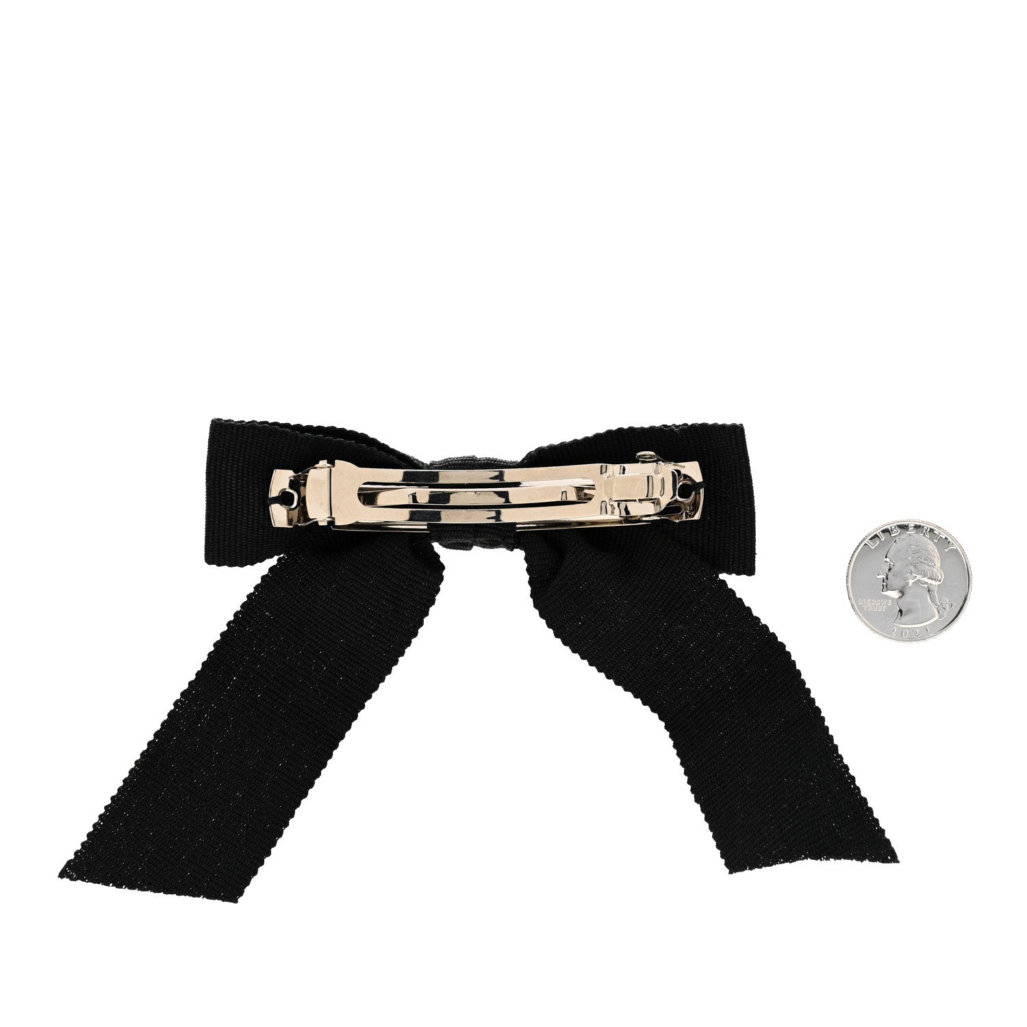 Chanel Grosgrain Bow CC Hair Clip Black 2 of 3