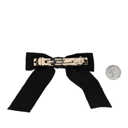 Chanel Grosgrain Bow CC Hair Clip Black 2 of 3