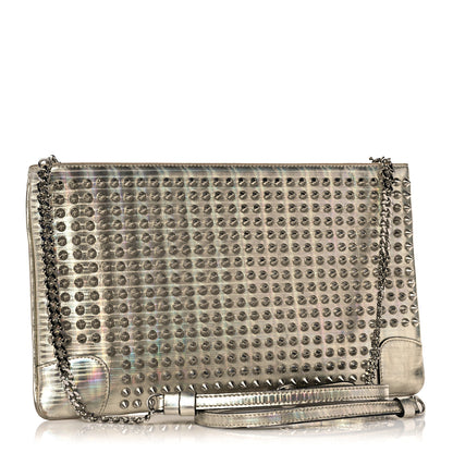 Christian Louboutin Metallic Specchio Spikes Loubiposh Chain Clutch Gold 3 of 13