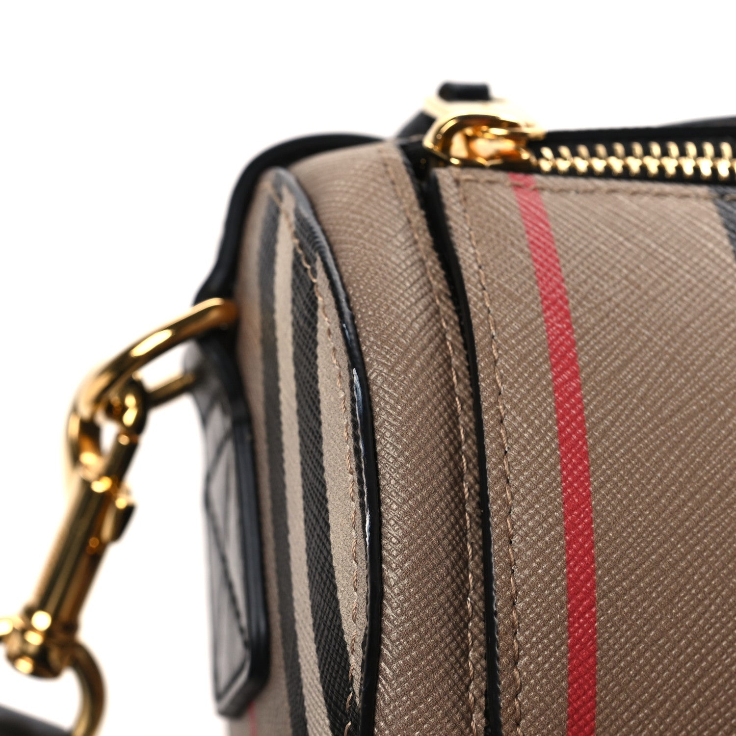 Burberry E-Canvas Calfskin Stripe Icon Barrel Bag Archive Beige 10 of 10