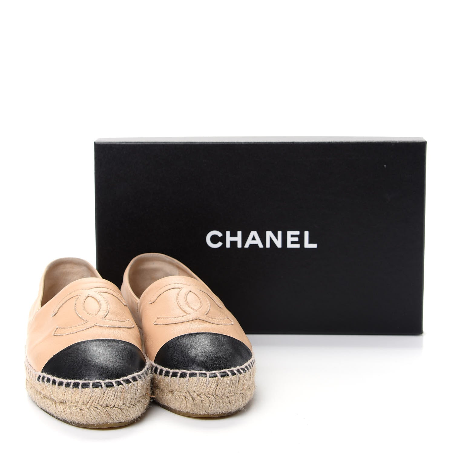 Chanel Lambskin CC Espadrilles 37 Beige Black 11 of 11