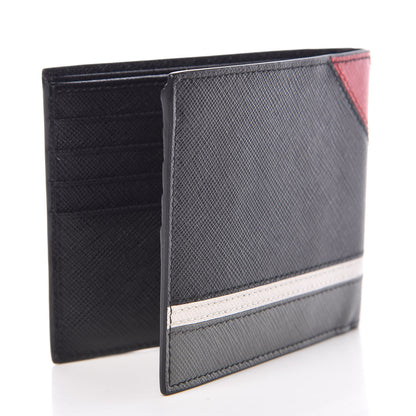 Prada Saffiano Surf Colorblock Bi-Fold Wallet Black Talco Fuoco 3 of 7