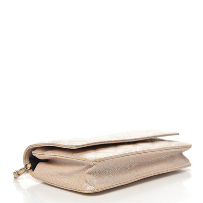 Chanel Pearly Caviar Quilted Wallet On Chain WOC Beige 4 of 13