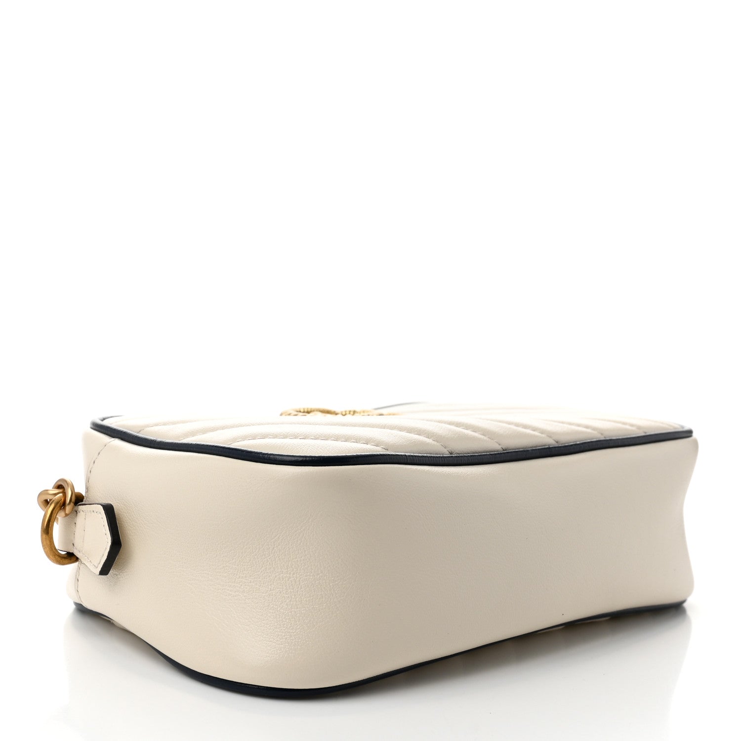 Gucci Vintage Effect Calfskin Matelasse Diagonal Small Torchon GG Marmont Chain Shoulder Bag Mystic White Blue Agata 4 of 10