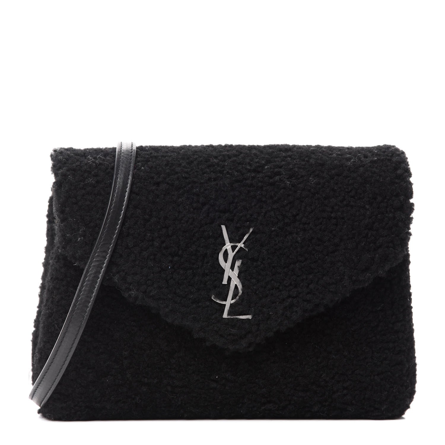 Saint Laurent Shearling Toy Loulou Shoulder Bag Black 1 of 11