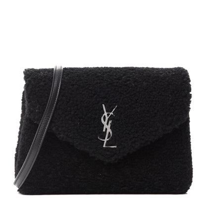 Saint Laurent Shearling Toy Loulou Shoulder Bag Black 1 of 11