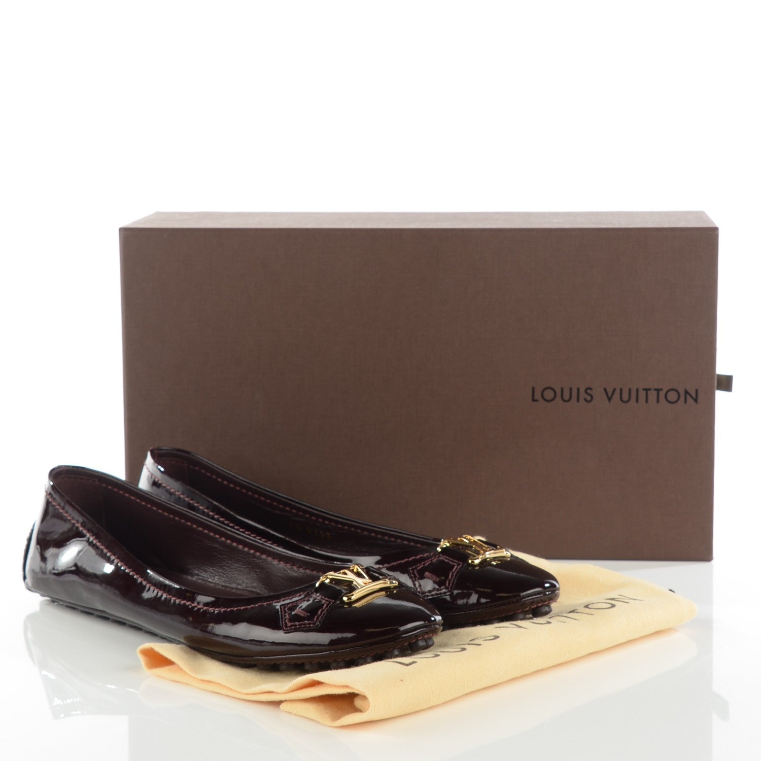 Louis Vuitton Patent Calfskin Oxford Ballerina Flats 39 Amarante 6 of 10