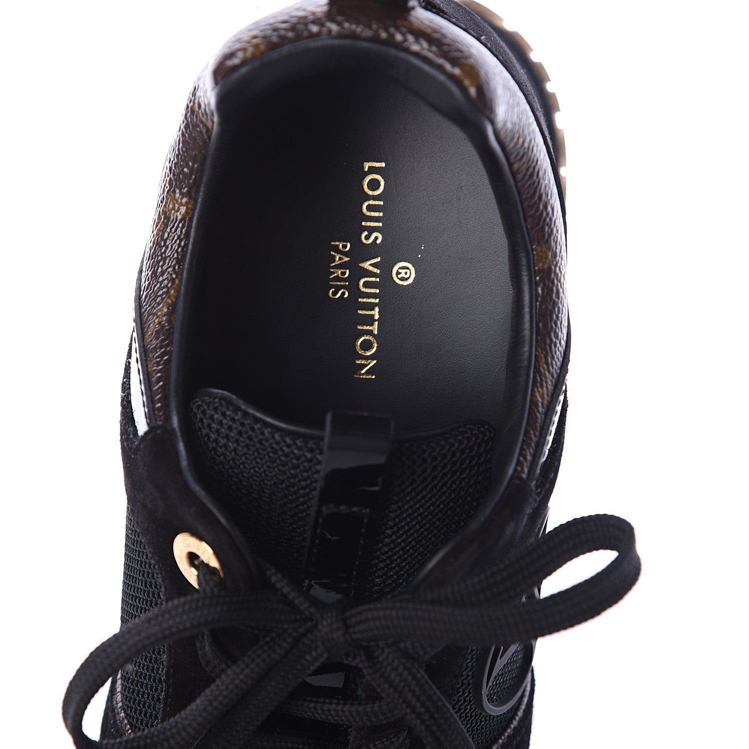 Louis Vuitton Suede Monogram Run Away Sneakers 37 Black 6 of 7