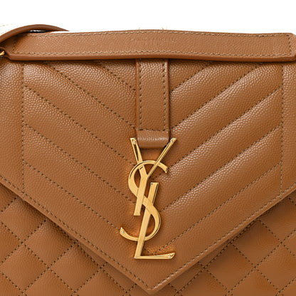 Saint Laurent Grain De Poudre Textured Mixed Matelasse Medium Triquilt Monogram Satchel Dark Cork 7 of 9