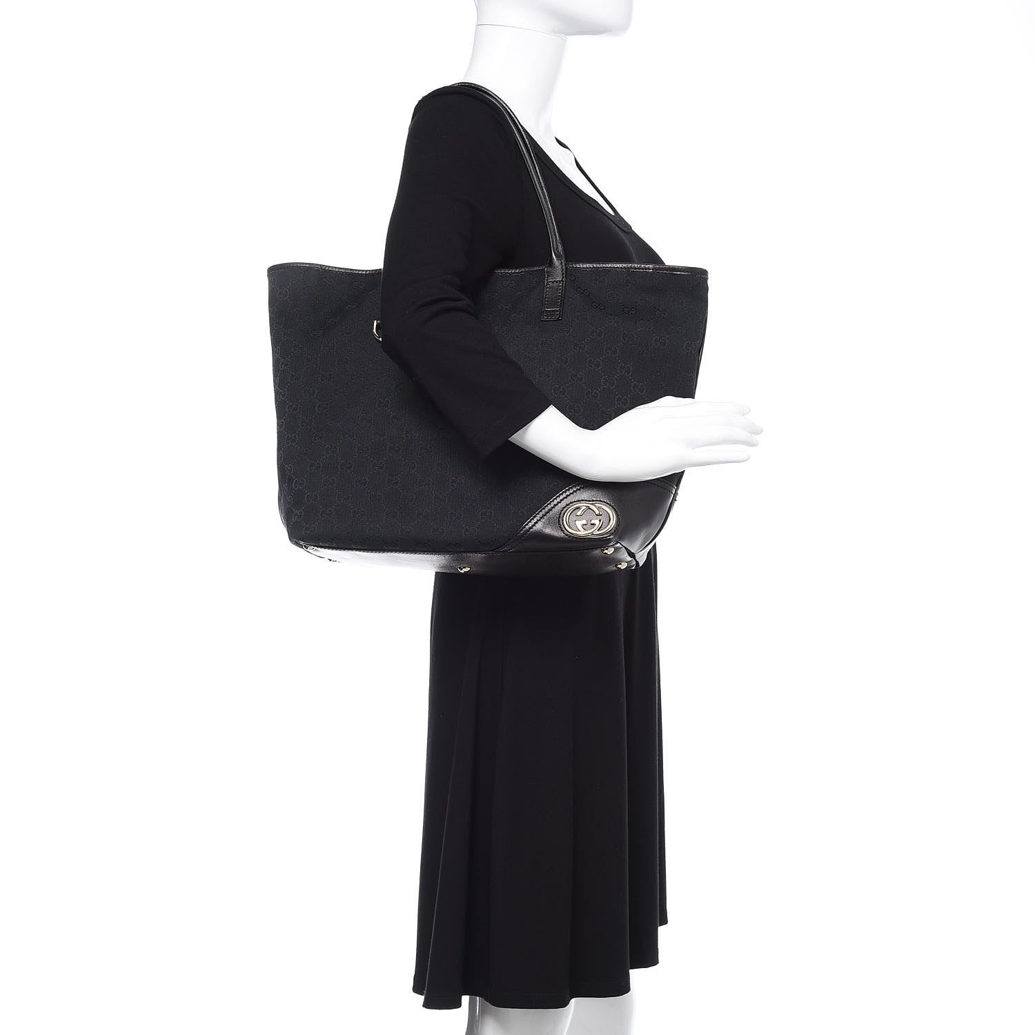 Gucci Monogram Large New Britt Tote Black 2 of 15