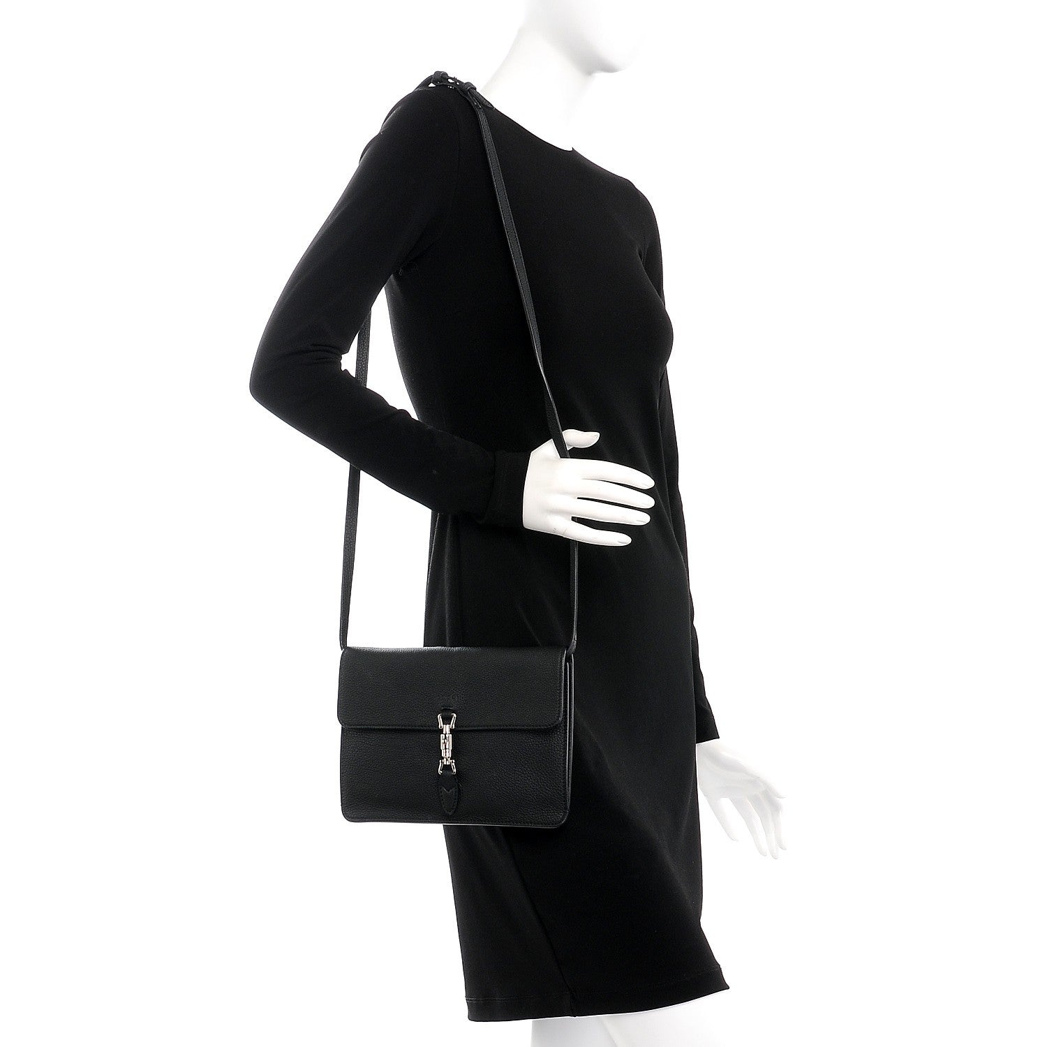 Gucci Grand Prix Calfskin Jackie Convertible Shoulder Bag Black 2 of 7