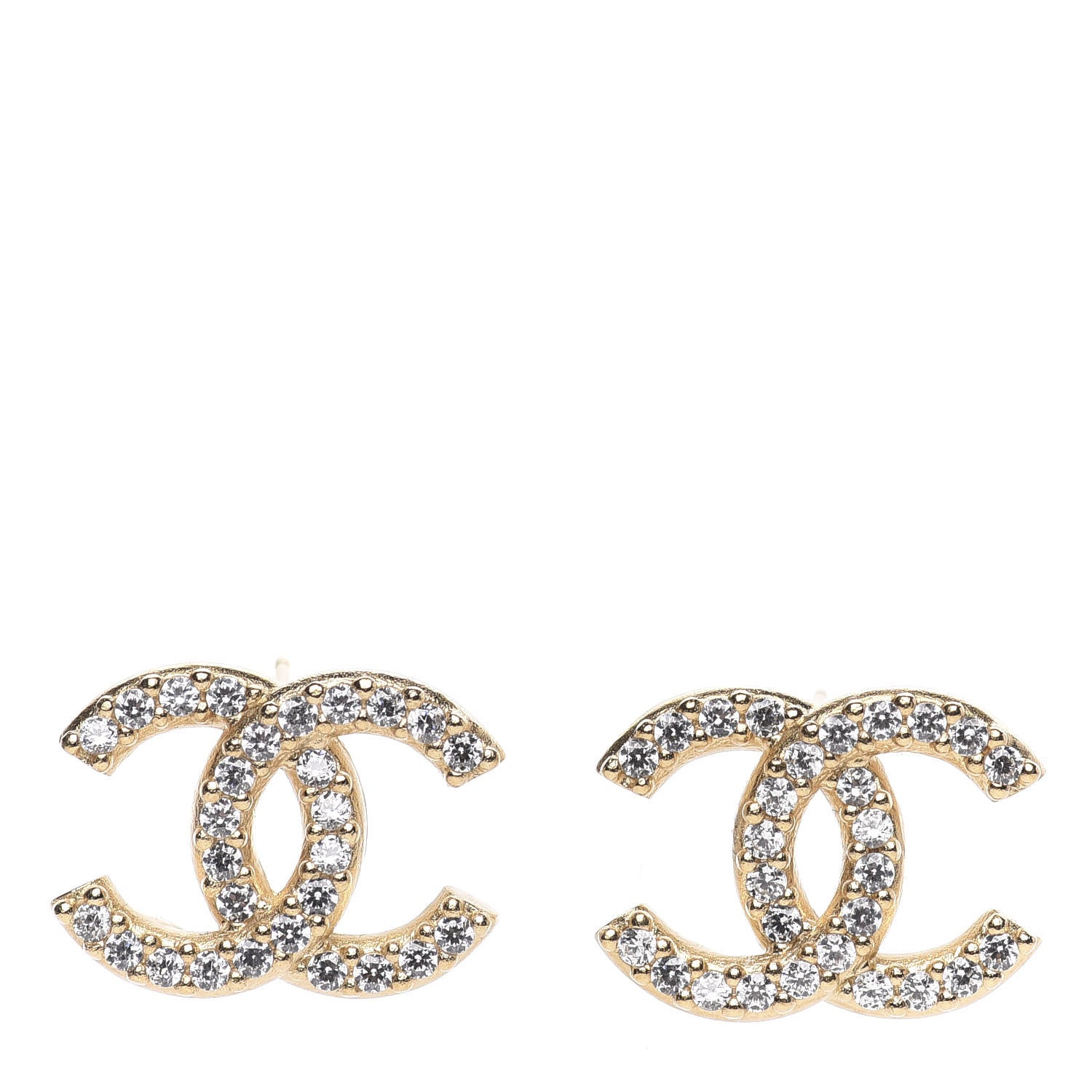 Chanel Crystal CC Earrings Gold 1 of 5