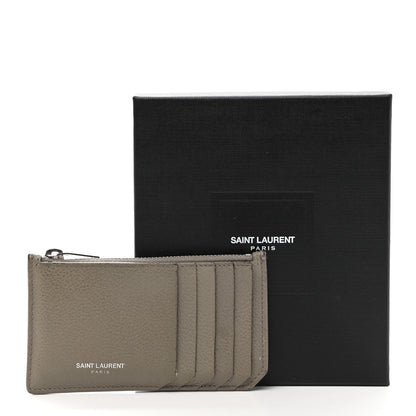 Saint Laurent Grained Calfskin 5 Fragments Zip Pouch Card Holder Kaki Militaire 12 of 12