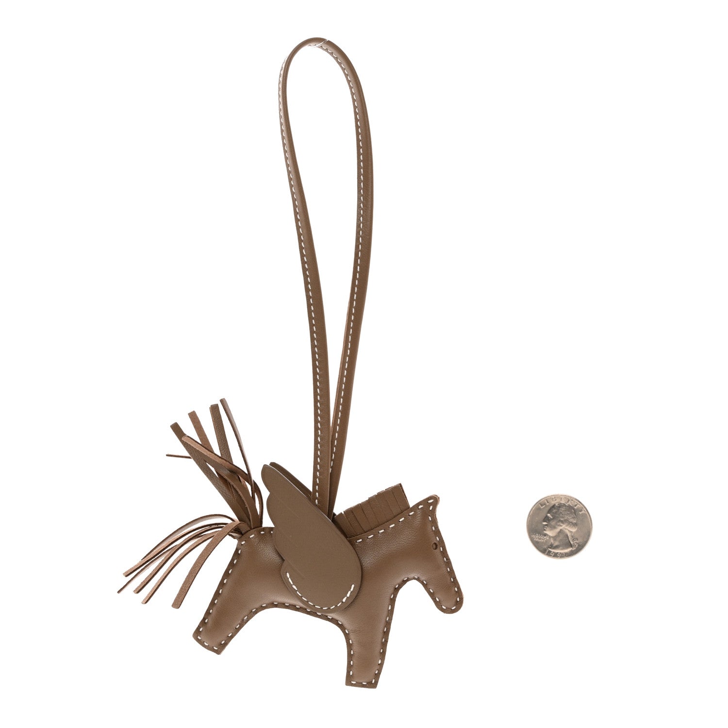 Hermes Milo Lambskin Grigri Rodeo Pegase Horse Bag Charm PM Etoupe 2 of 5