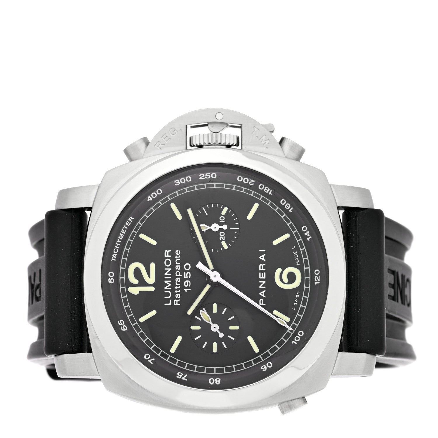 Panerai Stainless Steel Rubber 44mm Luminor Rattrapante 1950 Automatic Watch Black PAM00213 2 of 5