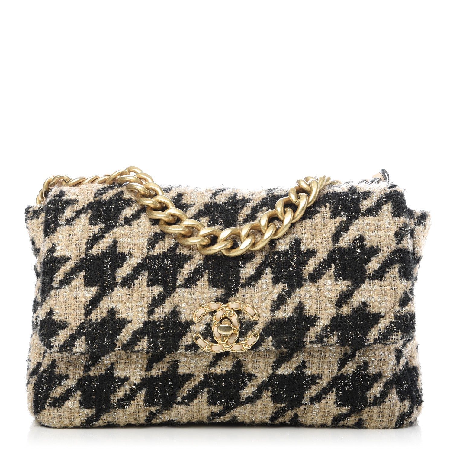 Chanel Tweed Large 19 Flap Beige Black 1 of 11