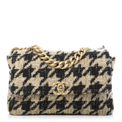 Chanel Tweed Large 19 Flap Beige Black 1 of 11