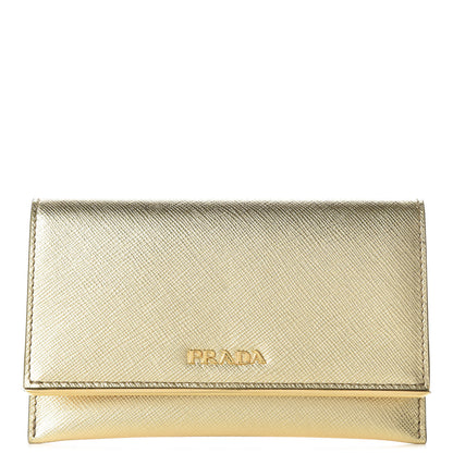 Prada Saffiano Metal Bar Flap Wallet Platino 1 of 10