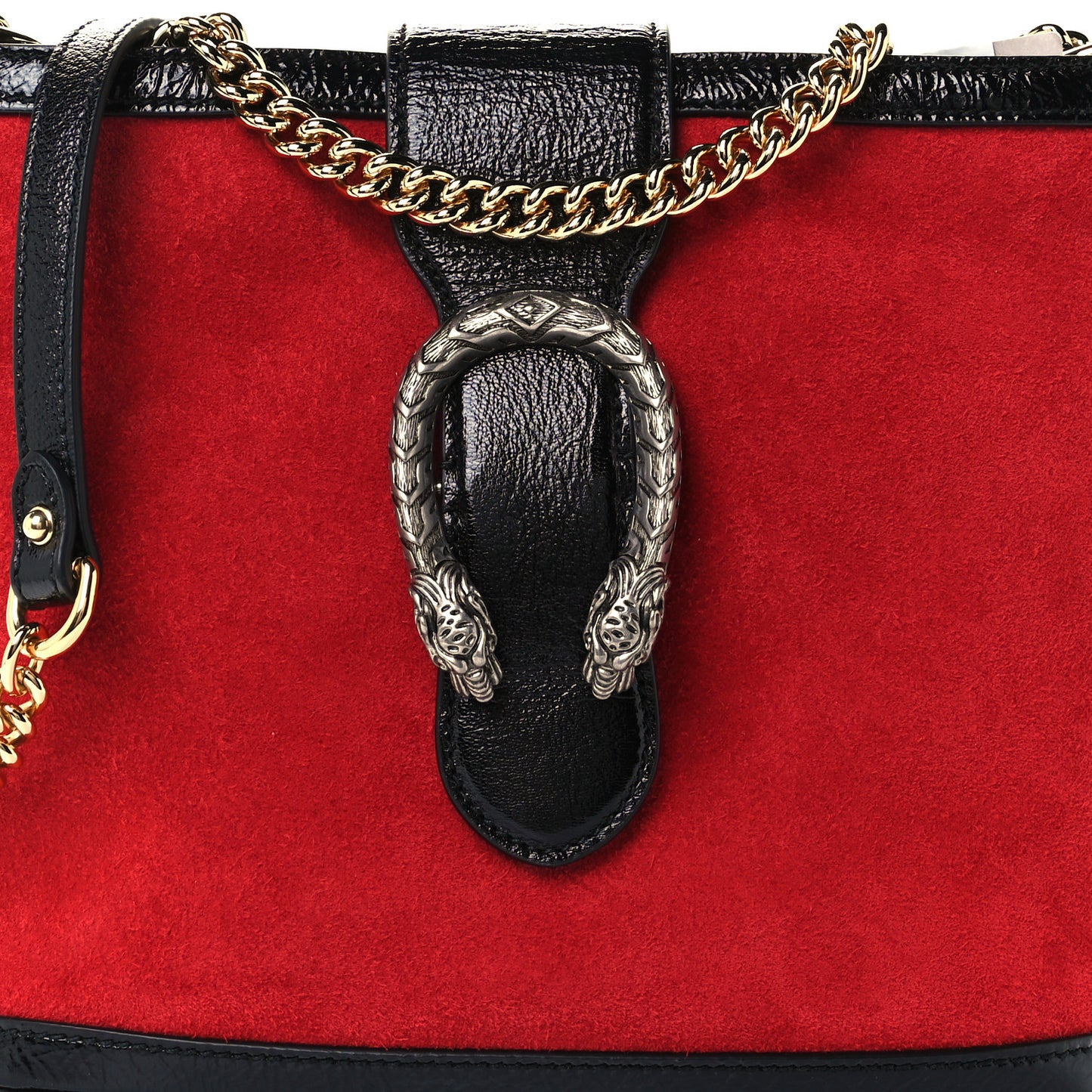 Suede Patent Medium Dionysus Bucket Bag Red