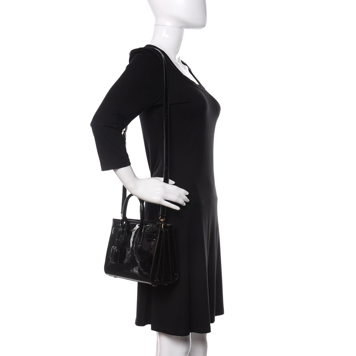 Vernice Diamond Calfskin Nano Sac de Jour Black