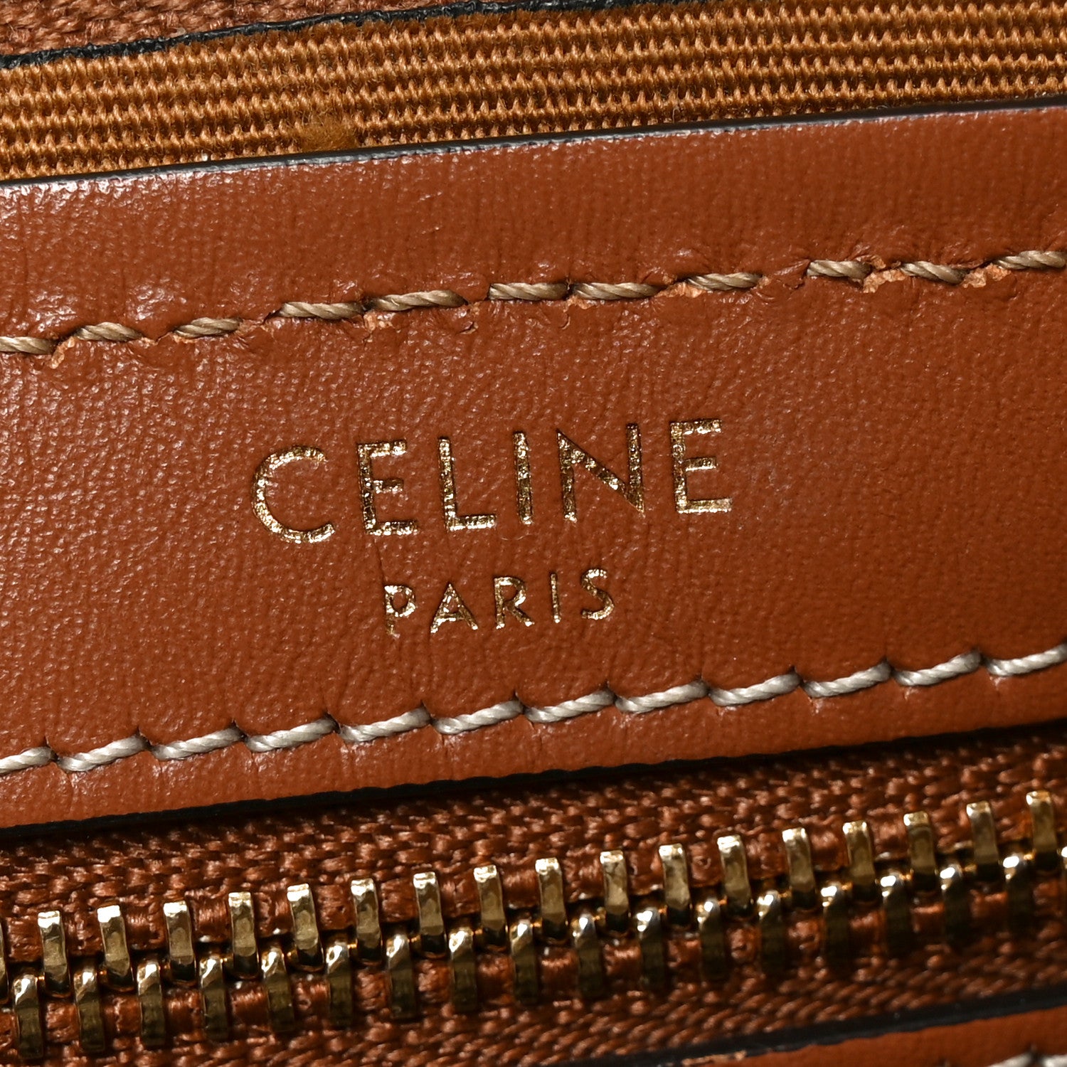 Celine Triomphe Canvas Calfskin Boston Bag Tan 6 of 9