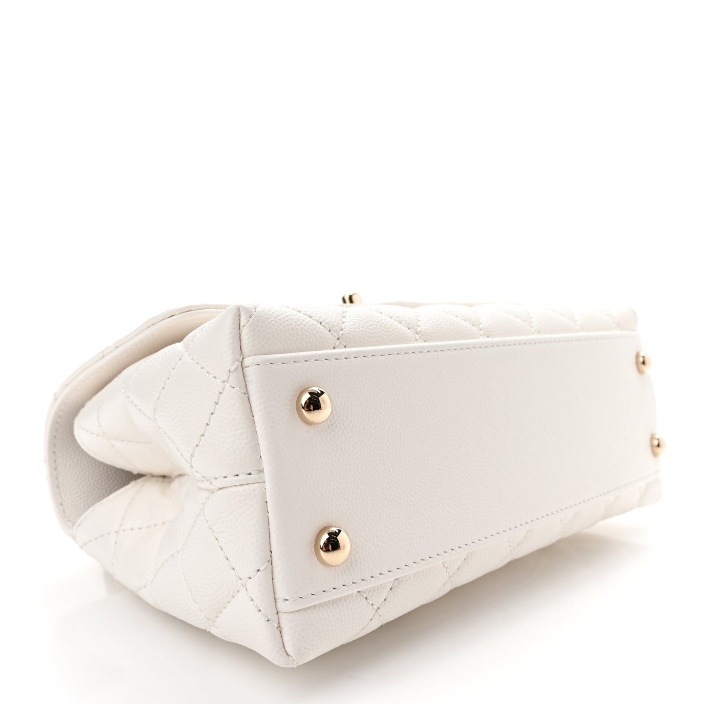 Caviar Quilted Mini Coco Handle Flap White