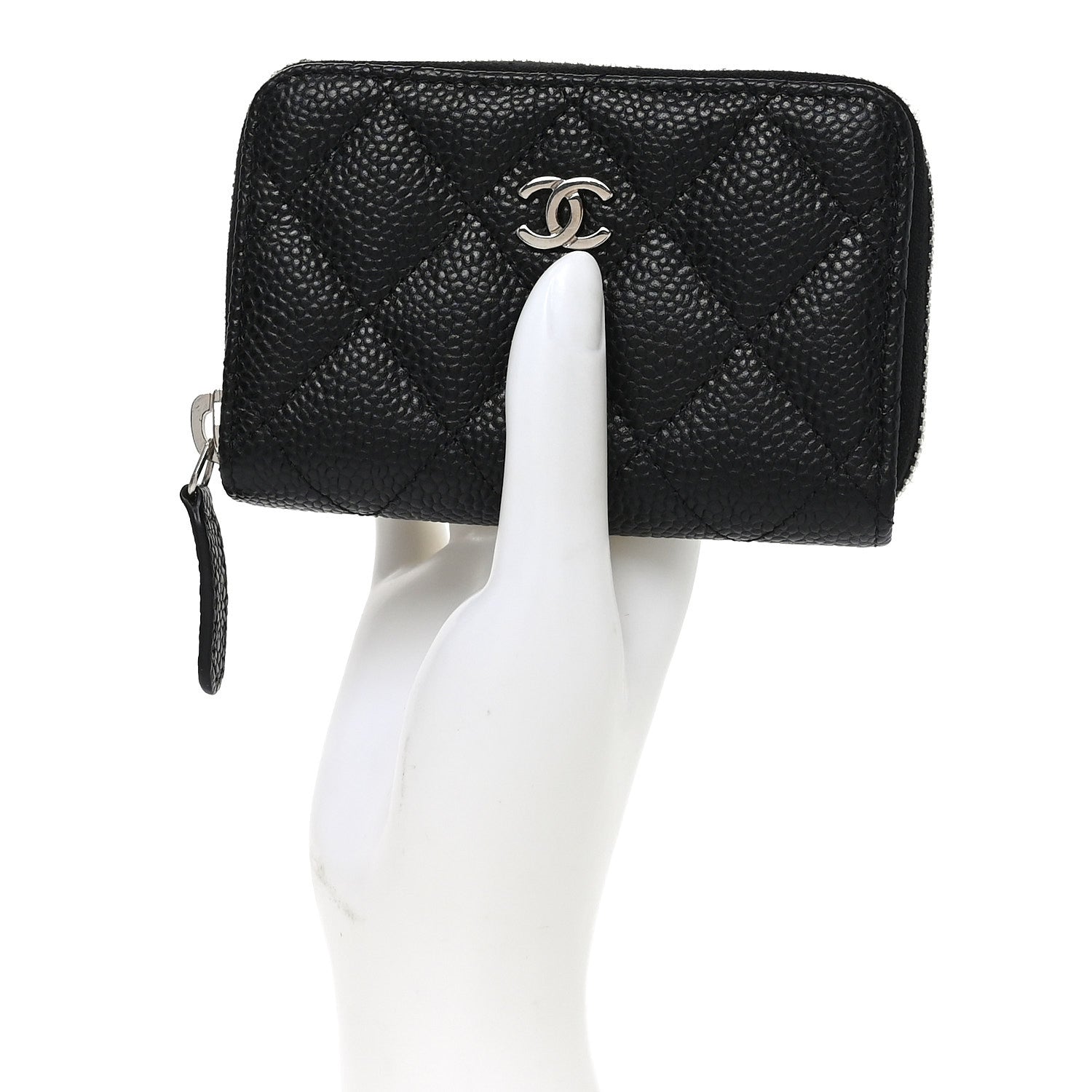 Chanel Caviar Quilted Zip Coin Purse Black 2 of 8