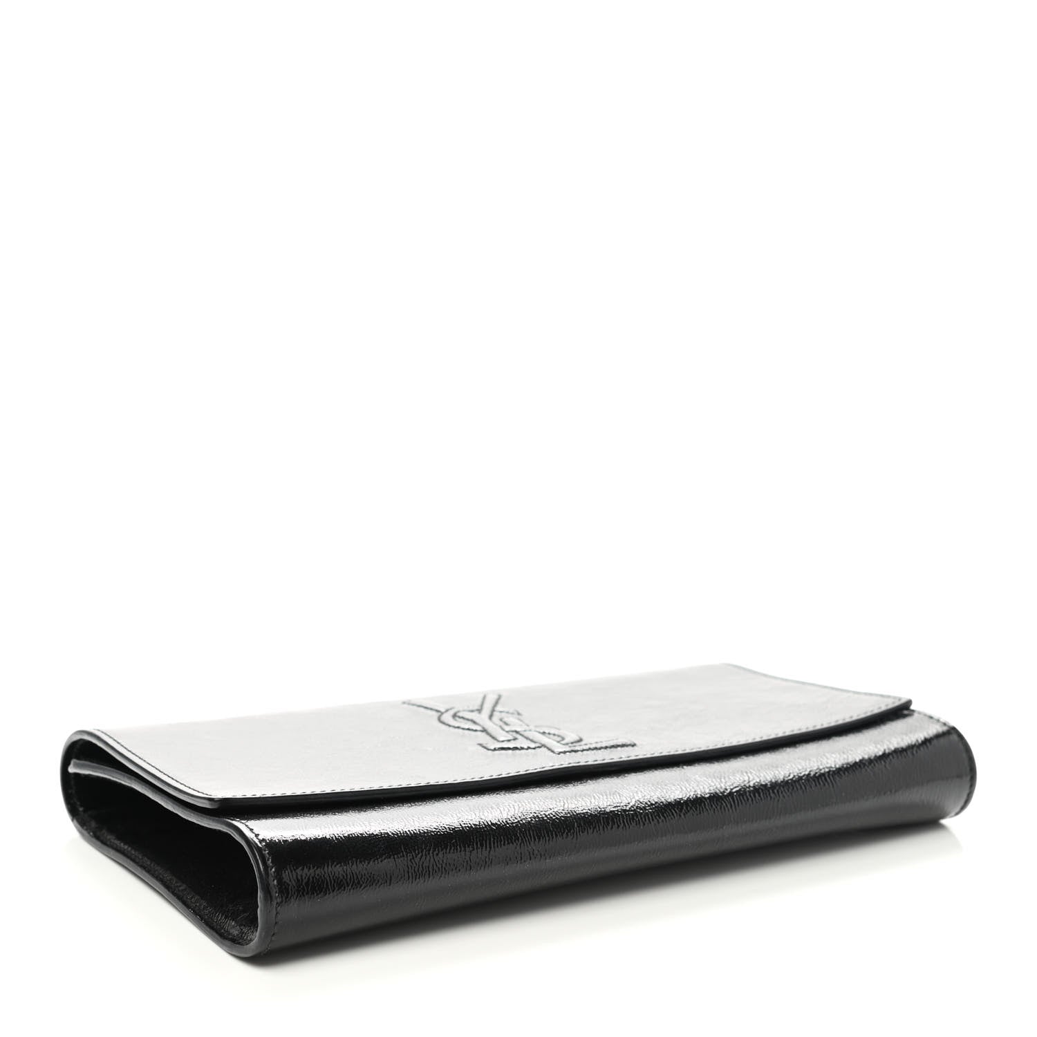 Saint Laurent Textured Patent Monogram Large Belle De Jour Clutch Black 4 of 7