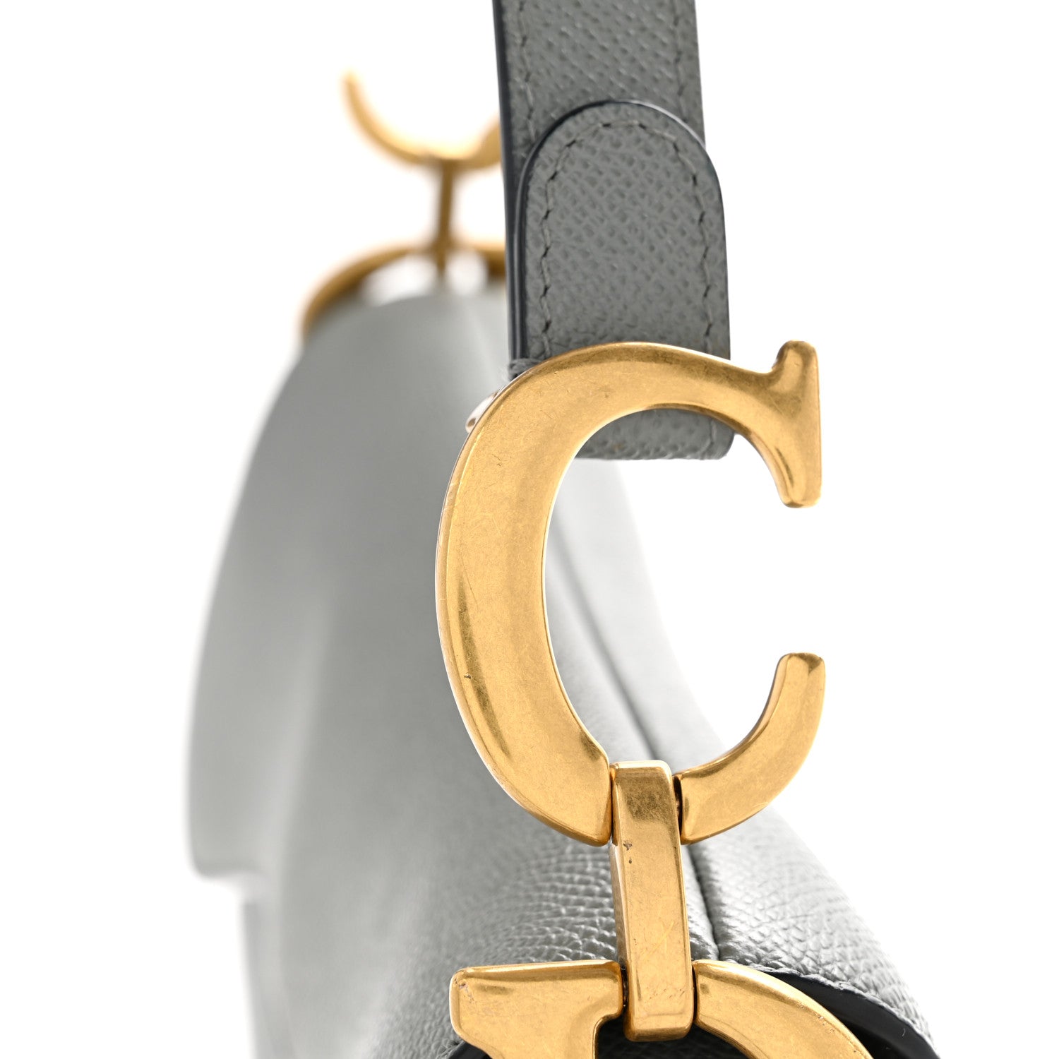 Christian Dior Grained Calfskin Saddle Bag Grey 11 of 12