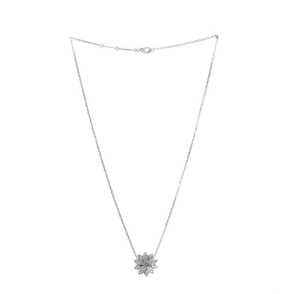 Van Cleef & Arpels 18K White Gold Diamond Small Lotus Pendant Necklace 3 of 8