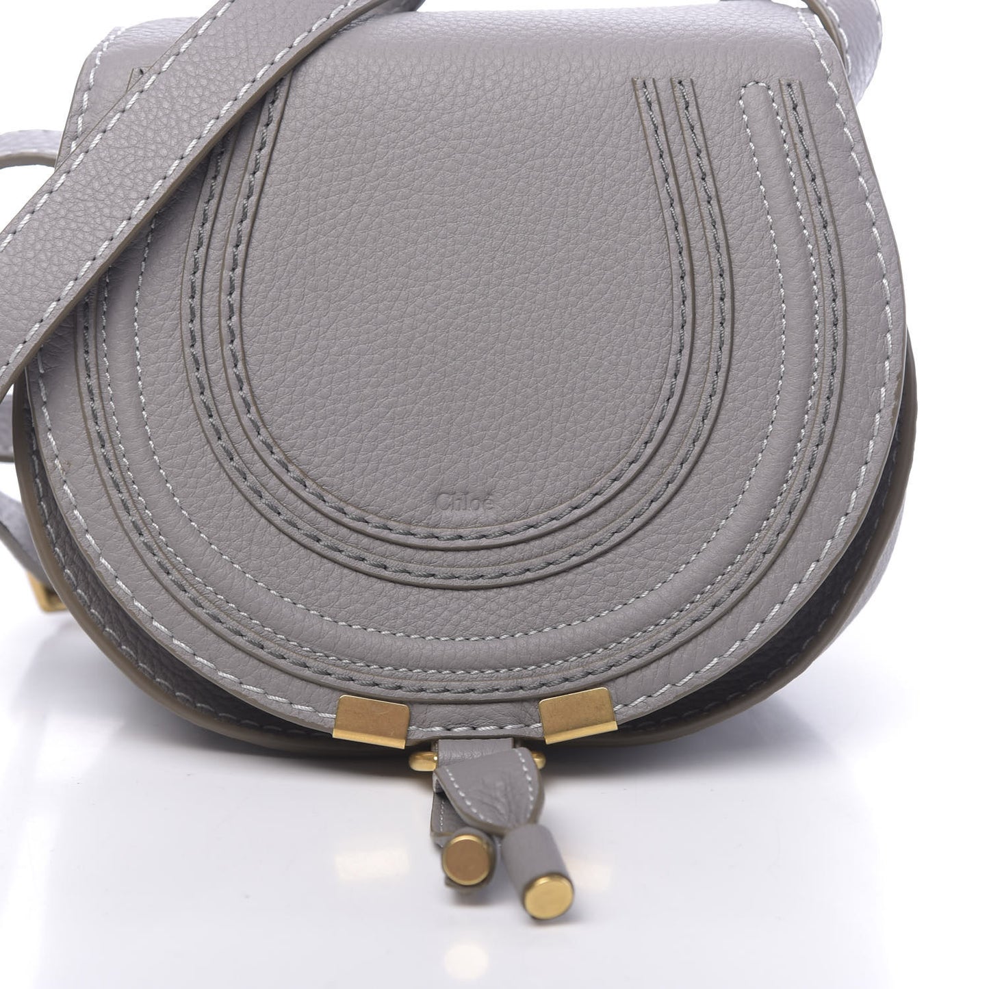 Calfskin Mini Marcie Round Crossbody Bag Cashmere Grey