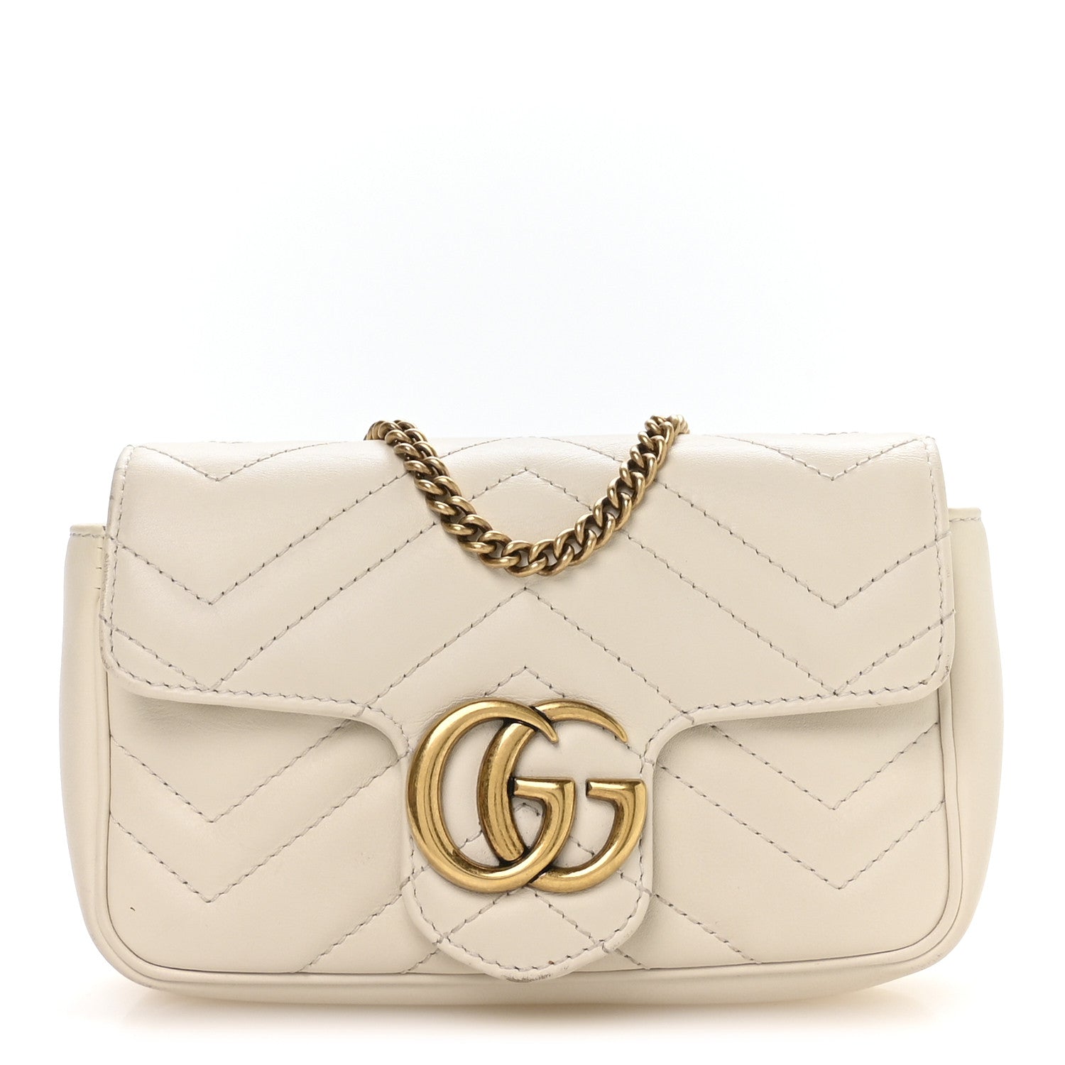Gucci Calfskin Matelasse Super Mini GG Marmont Shoulder Bag White 1 of 11