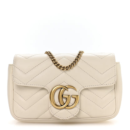 Gucci Calfskin Matelasse Super Mini GG Marmont Shoulder Bag White 1 of 11