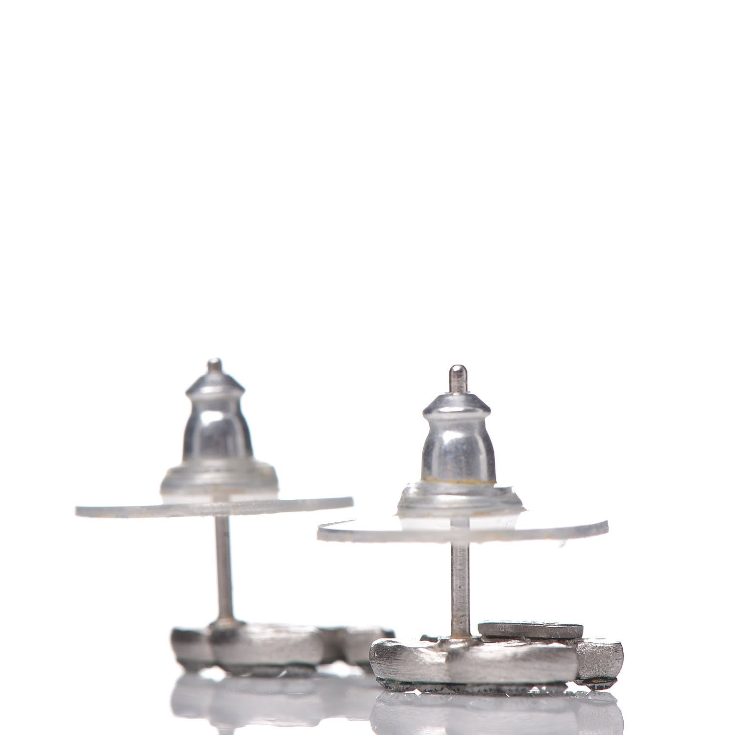 Chanel Crystal Mini Timeless CC Earrings Silver 3 of 4