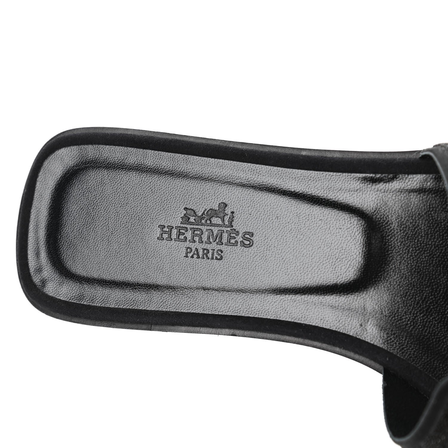 Hermes Suede Goatskin Crystal Powder Oran Sandals 38 Black 7 of 9