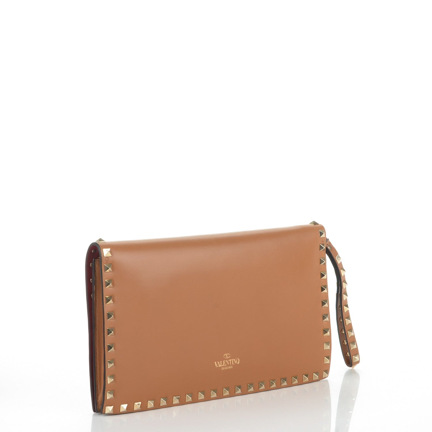 Valentino Garavani Nappa Rockstud Wristlet Clutch Camel 3 of 8