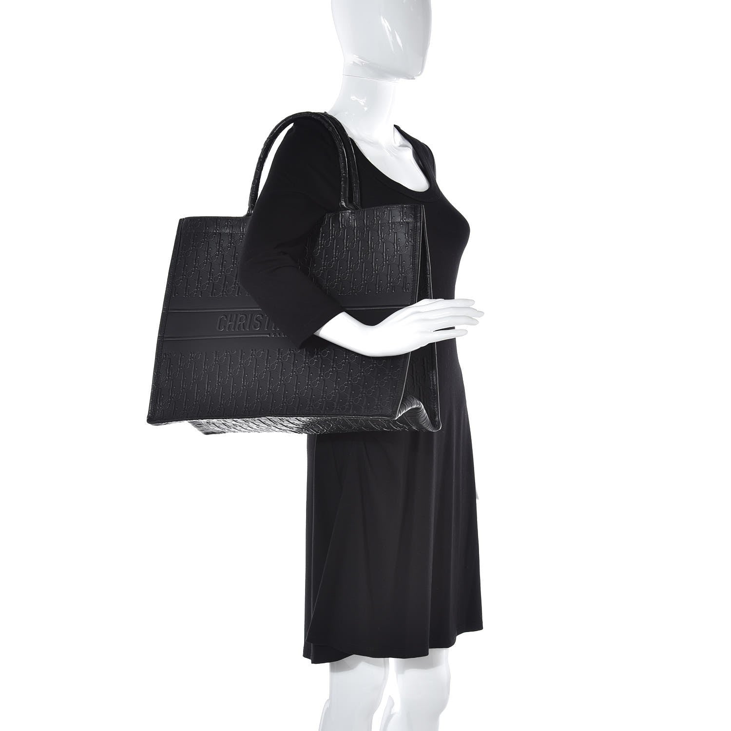Christian Dior Oblique Calfskin Embossed Book Tote Black 2 of 8