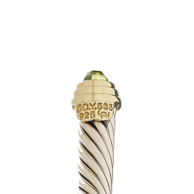David Yurman Sterling Silver 14K Yellow Gold Peridot 5mm Cable Classics Petite Color Bracelet 3 of 3