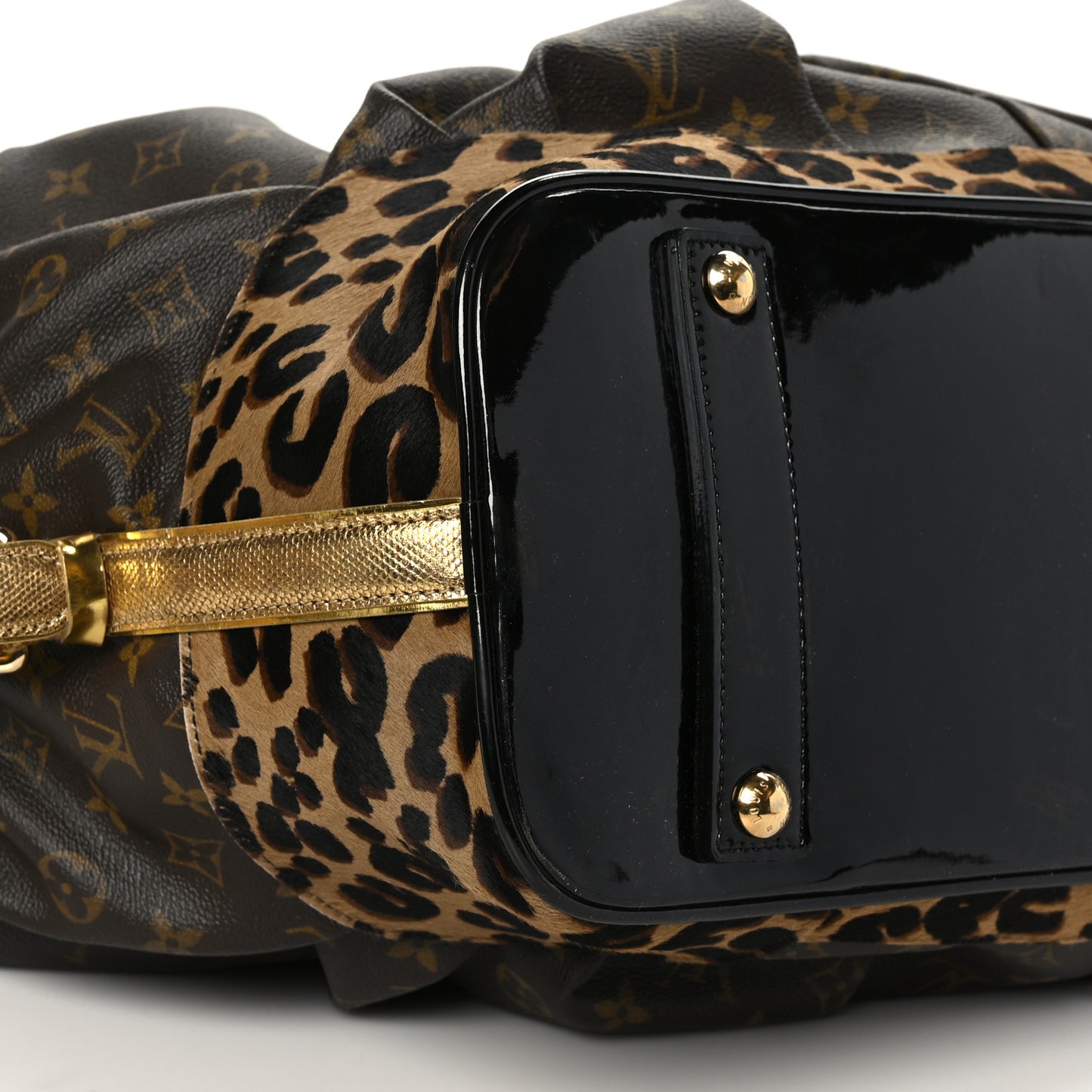 Monogram Leopard Pleated Steamer Bag