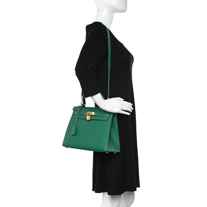 Hermes Epsom Kelly Sellier 28 Vert Vertigo 2 of 12