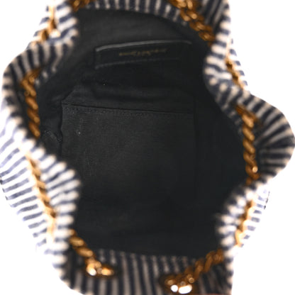 Saint Laurent Canvas Striped Nano Joe Bucket Bag Deep Marine Cream 5 of 9