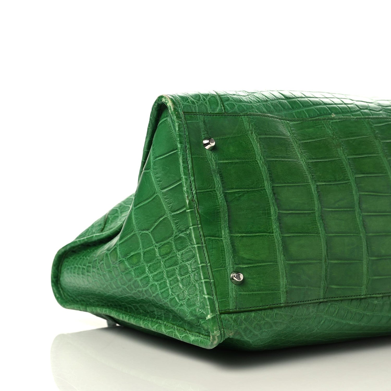 Balenciaga Crocodile Classic Silver Hardware Work Green 5 of 10
