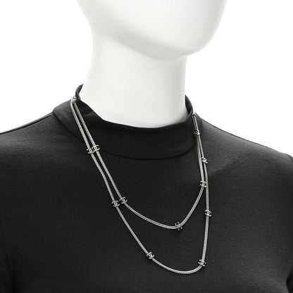 Chanel Metal CC Long Chain Necklace Silver 2 of 6