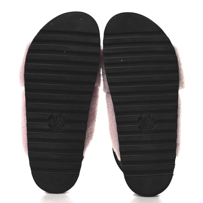 Louis Vuitton Shearling Calfskin Paseo Flat Comfort Sandal 38 Pink 6 of 8